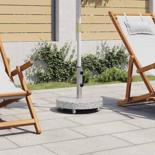 Teenpull Parasollstativ, granit, 30 kg, rund, grå, robust för trädgård terrass, hjul och adapter för 38/48 mm master, väderbeständig, utomhusanvändning