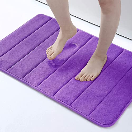 Homaxy Memory Foam Badezimmer Badteppich Saugfähige Rutschfester Badvorleger Waschbar Badematte - 41 x 61 cm, Lila