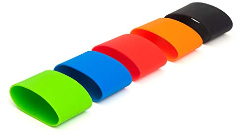 Grifiti Band Joes Grip Rubber Bands 5 x 2 Inch Flat 10 Circumference 3.18 Diameter 5 Pack Long Lasting Assorted Colorful Silicone Grip Cooking Grade Heat Cold UV Chemical Resistant Tumblers Thermo Travel Water Bottles Rubberbands