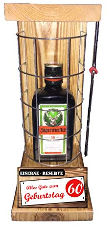 Jägermeister Geburtstag Geschenke Jägermeister Geschenkee 60 Geburtstag Eiserne Reserve Gitter Text rot: Alles Gute zum 60. Geburtstag Kräuter Likör (1 x 0.35 l)
