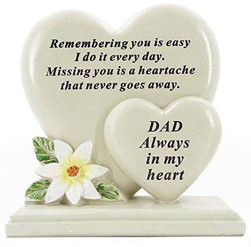 dutis Special Dad Graveside Memorial Heart Resin Plaque Ornament Decoration 18cm x 19cm