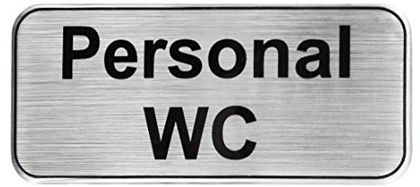 BIKE-label 3D Klo Toiletten Aufkleber Alu Optik Hinweisschild Personal WC Toilettenschild 80 x 35 mm 900033VA