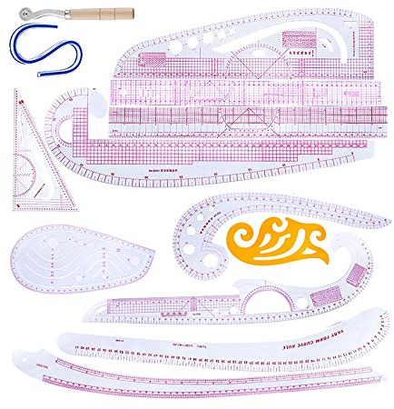 Phonleya Clothes Ruler, Schneider-lineal, 7-teilig, Französisches Metrisches Lineal-Set, Kunststoff, Kurvenförmige Grad-lineale, Für Muster, Zeichnung, Als Schablone, Mehrzweck-schneidelineal