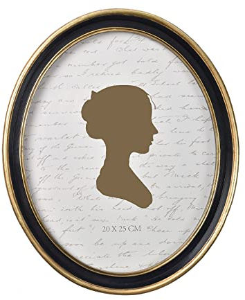 AELS 20,3 x 25,4 cm Vintage-Bilderrahmen, eleganter antiker Bilderrahmen mit Glasfront, Foto-Display, Tisch-Wandbehang, Geschenkideen, schwarz oval mit Goldrand