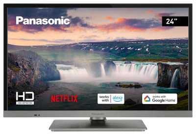 Panasonic TX-24MS350E, 24-Zoll HD LED Smart TV, High Dynamic Range (HDR), Google Assistant & Amazon Alexa, USB Media Player, Hotelmodus, optionale Wandhalterung, INOX Silber