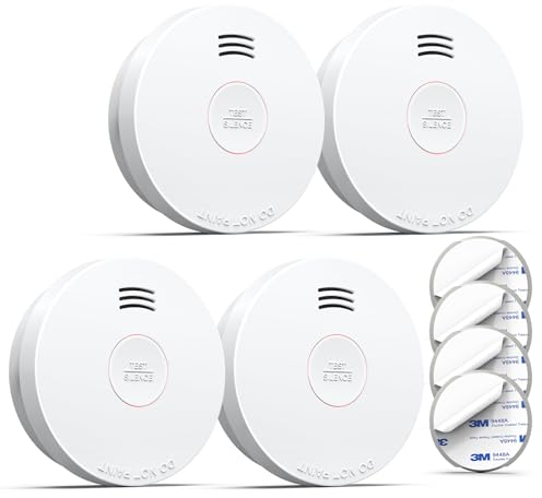 Putogesafe Rauchmelder, 10-Jahres-Feuermelder, Brandmelder mit eingebauter 10-Jahres-Lithiumbatterie, Feueralarm nach EN 14604 Zertifiziert, Brandschutz für Zuhause, 525, 4 Stück