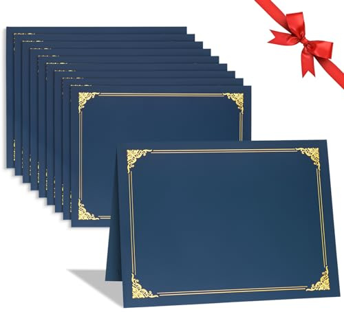 10 Packs Certificate Holders, Navy Blue Certificate Covers, Diploma Holders