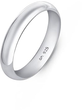 Amberta Anello a Fascia in Argento Sterling 925 per Donna: 4 mm Anello Argento 925 Donna – Misura 11
