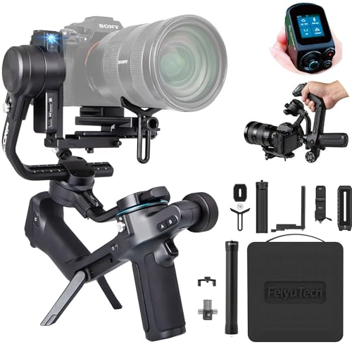 FeiyuTech SCORP-2 Kit Kamera Stabilisator, integrierter AI-Tracker, 3-Achsen-Gimbal für spiegellose Sony/Canon/Nikon/Fujifilm- und DSLR-Kameras, Upgrade-Joystick und Touchscreen, 5.51lbs Zuladung