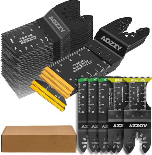 40 st universella svängande verktyg sågblad, inkluderar 5 st titan svängande multiverktyg blad, kompatibla Fein Multimaster Porter kabel Bosch Ryobi Dewalt Milwaukee Rockwell svängande verktyg