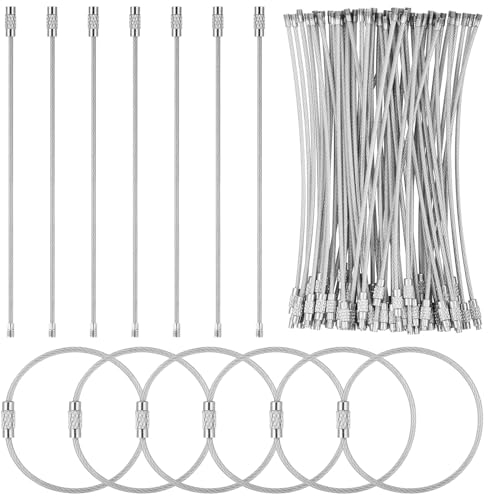 Hejo 60 Pezzi Portachiavi in Filo Metallico,15 cm Anelli Portachiavi Acciaio Inox, Grande Anello Portachiavi, Diametro Filo 2 mm Anelli Portachiavi per Viaggi, Etichette Bagagli, Ciondoli Giocattolo