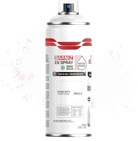 Etrexonline Pintura Spray Ecológica 400ml - Base Agua, Sin Olor - Para Muebles, Metal, Plástico y Madera - Colores Vivos y Permanentes, Cobertura Uniforme - Barniz Mate, 1 unidad