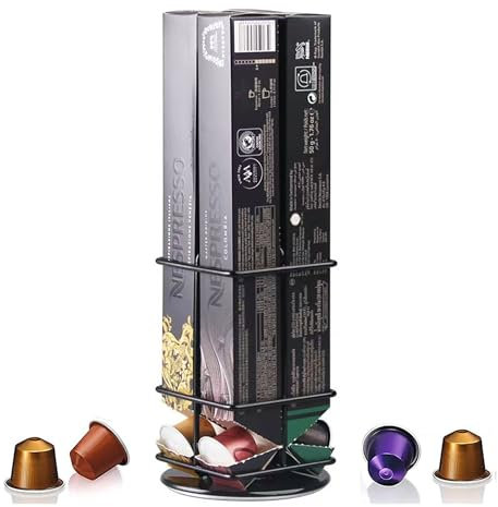 Xfanscafe Coffee Capsules Holder for Nespresso OriginalLine Capsules, Nespresso Capsules Dispenser Holder Storage Stand Carousel Capsules Rack, 360° Rotatable (40 Pods)
