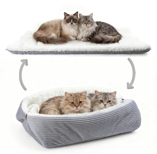 MAIYADUO Letto per Gatti Auto-riscaldante per Gatti Grandi e Piccoli Cani - 60x45 cm Letto per Gatti Lavabile, Reversibile e Convertibile per Gatti da Interno, Morbido Cuscino per Animali Domestici in