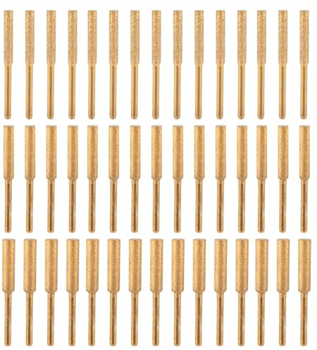 45pcs Diamond Chainsaw Sharpener Bits, 3 Size High Hardness Diamond Chain Electric Chainsaw Sharpening Wheels Stone Bits for Wood Jewelry Stone Glass Polishing(4mm/4.8mm/5.5mm)