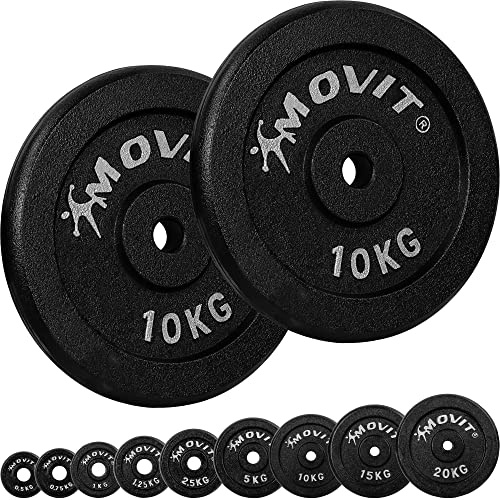 MOVIT set de disques d'haltères PRO, 100% en fonte, perçage 30/31 mm, set de disques de poids poids haltères