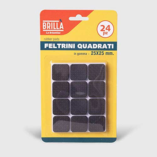 La Briantina Feltrini di Gomma Quadrati per Mobili, Protezione Sedie Arredi e Pavimenti, Colore Noce, 2.5x2.5 cm, 24 Pezzi