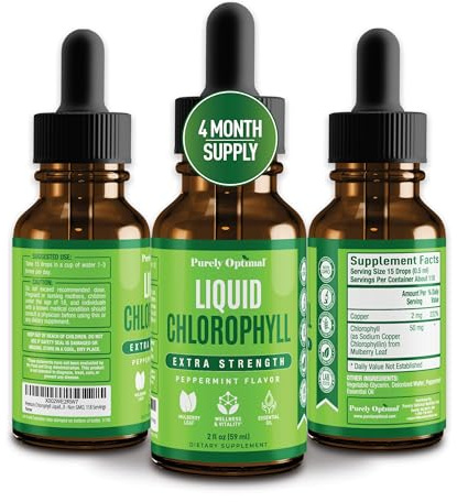Premium Chlorophyll Liquid Drops - 100% Natural & Gluten Free Liquid Chlorophyll - Non GMO, 118 Servings
