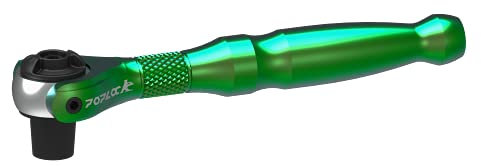 POPLOCK Mini cricchetto a 90 denti con testa girevole e punta esagonale, 6,35 mm, in alluminio, reversibile, 250 gradi, a sgancio rapido, cricchetto girevole (verde)