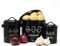 joeji's Kitchen Onion and Potato Storage Set of 3, Metal Food Bin Container Pots with Lid with 360° Air Circulation Keeps Vegetables Fresh Longer - Vegetable storage & Garlic storage Pot - Black