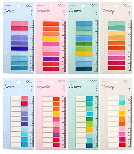 Newplenty 1600 Stück Haftnotizen,8 Stile Transparent Sticky Notes mit Lineal, Selbstklebend Haftstreifen, Klein Klebezettel Notizzettel, Page Marker Haftmarker Index Book Tabs für Büro Schule (1600)
