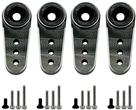 4 Stück Aluminium 15T Servo Horn Arme RC Mini Servo Horn Spielzeug Auto Zubehör Kompatibel mit Emax ES08MA Servo Fit für Axial SCX24 1/24 RC Crawler (Schwarz)