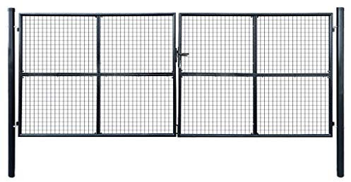 Homgoday Mesh Garden Gate, Metal Gate, Garden Door, Fence Door, Garden Gate, Fence Gate, Entrance Gate, Yard Gate, Single Gate, Double Gate, Garden Fence, Gate, Galvanised Steel, 400 x 150 cm, Grey
