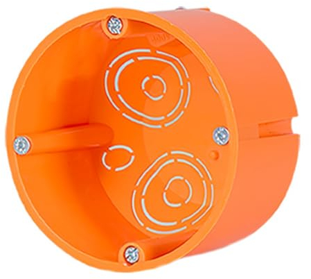 F-tronic 10 Stück Hohlwand Abzweigdosen E119 orange, Kunststoff, Ø 74mm, 50mm tief, 4 Rohreinführungen M20
