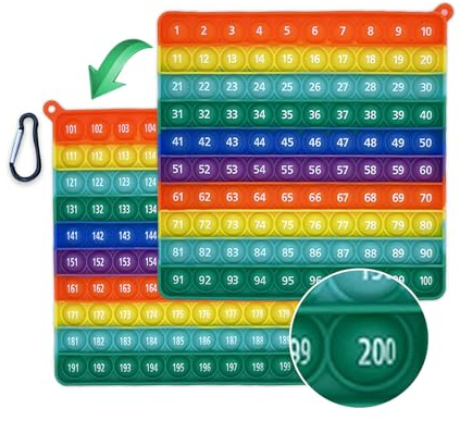 Zamety Plopper Spielzeug, Pop It Spielzeug, Plopper Fidget Toy, Kinder Erleuchtung Zahlen 1-200 Pop It, Doppelseitiges Popet Spiel, Stressabbau Kinder Erwachsene Sensory Stress Spiel