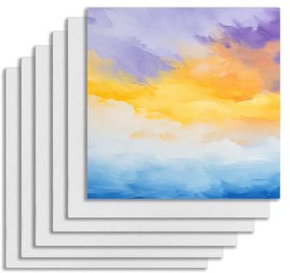 Jortmrd 6 Stück Keilrahmen Set Leinwand zum Bemalen 20x20cm Leinwandbrett Künstler Keilrahmen 100% Baumwolle für Acrylfarben Ölfarben Skizzieren Zeichnen (Weiß)