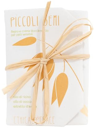 Ethical Grace - Piccoli Semi - Crema e Bagnodoccia Solido 2 in 1 per Pelli Sensibili Azione Detergente e Idratazione Naturale con Estratto di Avena, Olio di Cocco, Olio di Ricino 90 gr