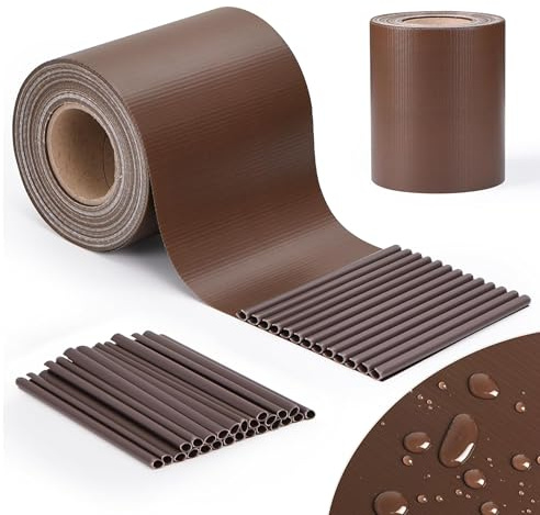 Frangivista Recinzione in PVC, Telo Oscurante per Balcone 19cm x 35m, Strisce Protezione della Privacy per Giardino Incluse 25 clip di fissaggio (MARRONE)