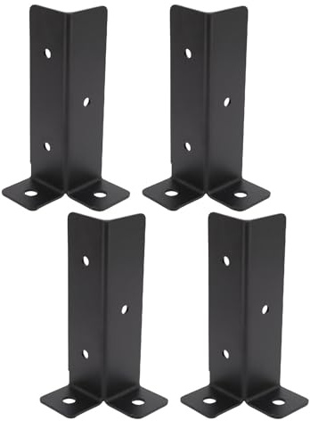 Asixxsix 4pcs a Base di Ancoraggio di Base per Ancoraggio Regolabile, Mazzo per Recinzione in Legno Reversibile Pesante Kit di Base per Posta di Rasa Pergola