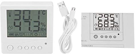 stor skärm LCD fuktighetsmonitor lång standby Digital hygrometer inomhus termometer för sovrum Med klockfunktion
