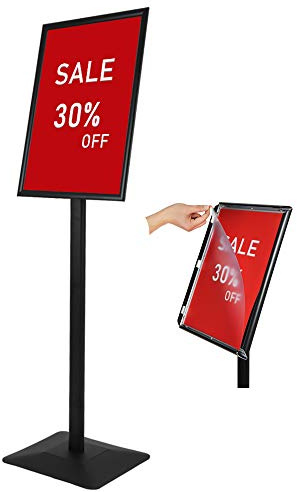 DISPLAYSWORKER Adjustable Heavy Duty Pedestal Sign holder floor Stand,sign stand poster stand ,Standing Floor for 11 x 17 inch,Vertical/Horizontal View,Black