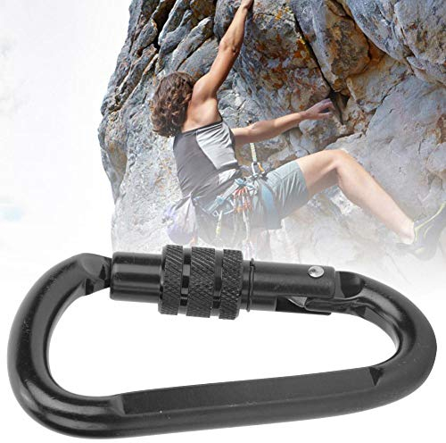 Klettern Karabinerhaken, 30KN Kohlenstoffstahl Outdoor Hochleistungs Bergsteigerkarabiner Kletter Hauptschloss Sicherheitsschnalle Kletterkarabiner Schwarz