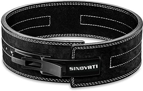 Profi Gewichthebergürtel KDK Gürtel aus Nubukleder mit Schnalle, Weightlifting Lever Belt für Fitness Powerlifting Krafttraining Bodybuilding (Schwarz, L)