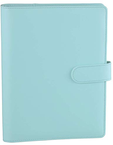 HAUTOCO A5 Binder, PU Leder A5 6 Loch Ringbuch Abdeckung, Nachfüllbar Budget Binder, Notizbuch Ringbuch Planer Organizer für Reisearbeit und Organizer, Mintblau