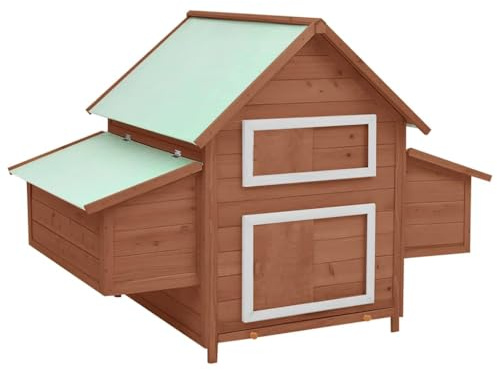 vidaXL Tanne Hühnerstall Mokka Weiß 150x96x110cm Hühnervoliere Hühnerhaus