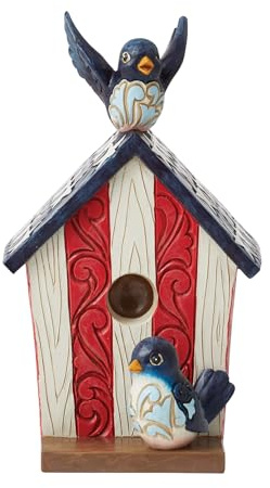 Enesco Jim Shore Heartwood Creek Patriotic Birdhouse Figurine, 5.28 Inch, Multicolor