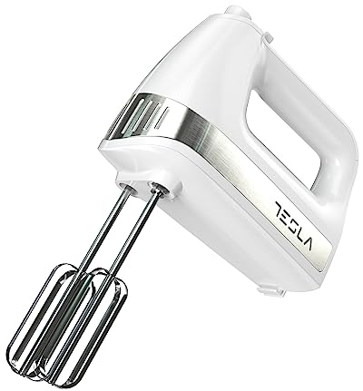 Tesla Batidora de Mano MX500WX, 500W, 5 Velocidades, Función Turbo, 2 Varillas + 2 Ganchos, Blanco