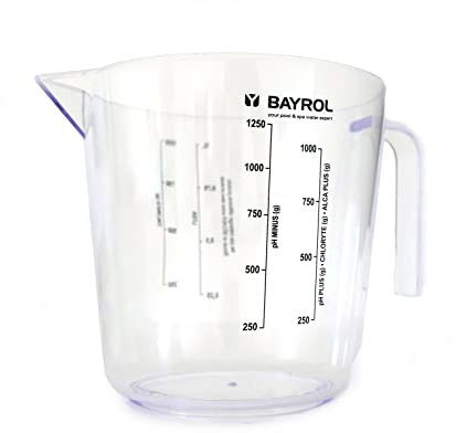 Bayrol Verre doseur 1 l - Pour un dosage précis des produits de soin liquides ou solides - En PVC résistant aux matériaux