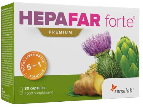 Hepafar Forte - Cardo mariano - Formula disintossicazione fegato - Brevetto innovativo con complesso di Carciofo e Tarassaco - aggiunta di Vitamina E, Fosfolipidi - 30 capsule di Sensilab
