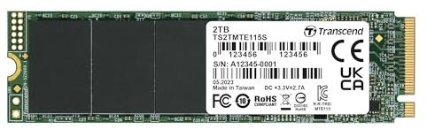 Transcend MTE115S 2TB NVMe PCIe Gen3 x4 SSD, Read/Write up to 3,000/1,900 mb/s with 3D Nand Flash TS2TMTE115S