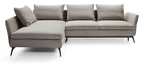 Selsey Demisbal - Ecksofa mit Schlaffunktion#, Bettkasten, Hellgrau, rechtsseitig