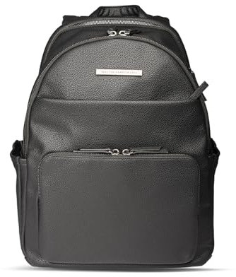 Kenneth Cole Reaction Unisex's Double Compartment Vegan Leather Womens Laptop Marley Backpack, Black, 15