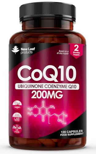 CoQ10 200 mg Ergänzung – CoEnzym Q10, 120 Vegane Q10 Kapseln Hochdosiert, 100% Reines, Natürliches, Hochwirksames, Fermentiertes Ubichinon, im Vereinigten Königreich Hergestelltes Ubichinol