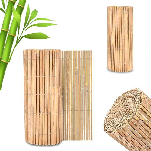 Bamboo Slat Fence Screen Roll| Fence Panels for Outdoor Wind & Sun Protection| Garden Privacy & Protective Screens| Screening Slatted Roll for Garden Outdoor Decorative Fences(1.2 X 4M)