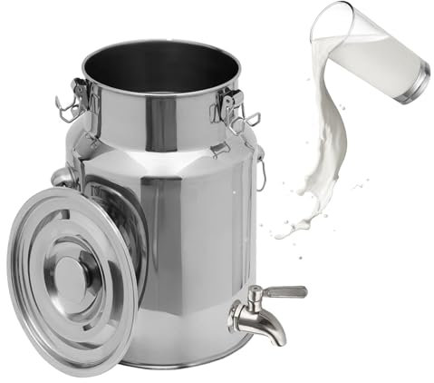 KELUNIS Milchkanne Mit Zapfhahn Milcheimer Aus Edelstahl Milch Transportkanne Zur Aufbewahrung Von Flüssigkeiten Und Feststoffen,5L