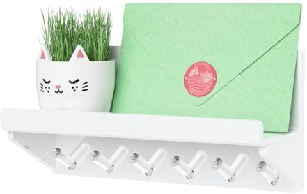 WINFFOR Portachiavi da parete – Portachiavi decorativo e porta posta con mensola, ganci per chiavi in acrilico, per casa, ingresso, decorazione da parete, gancio portachiavi con accessori di montaggio